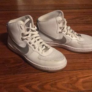 Nike white and silver Air force ones